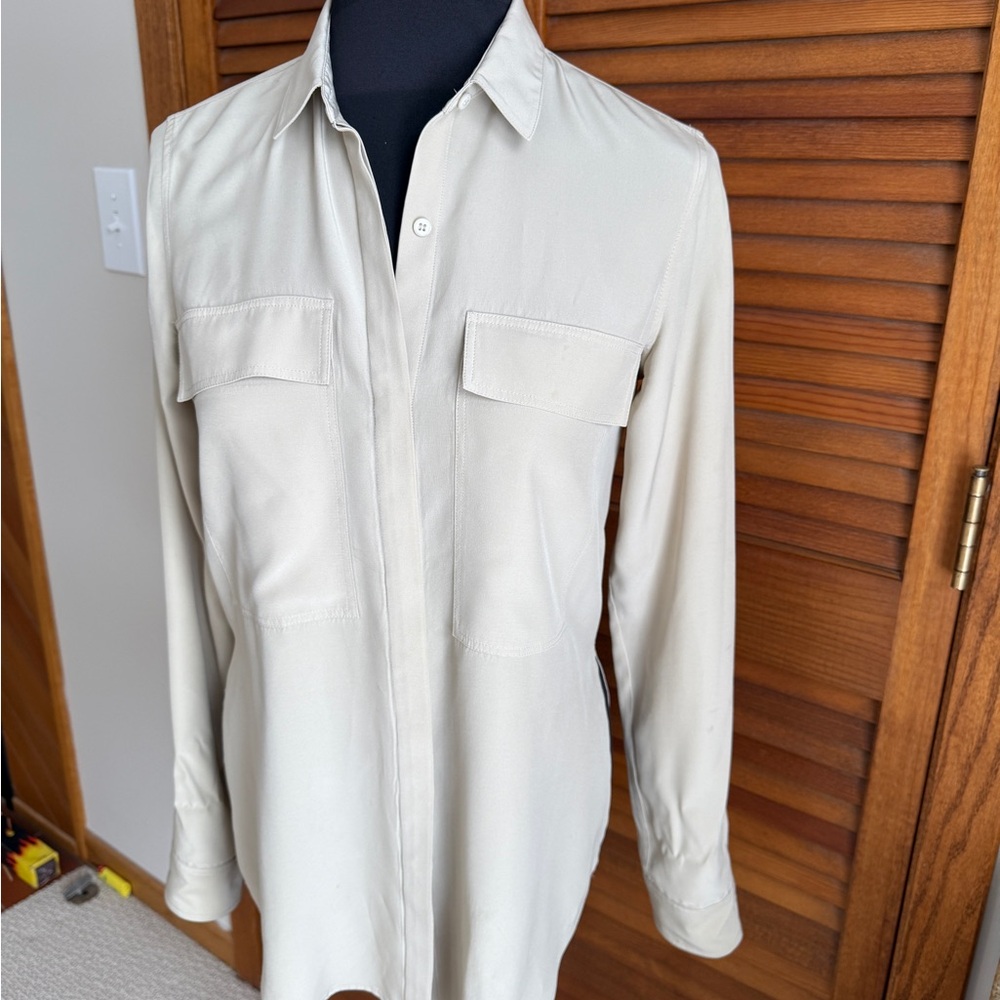Helmut lang taupe silk Button-Up Shirt